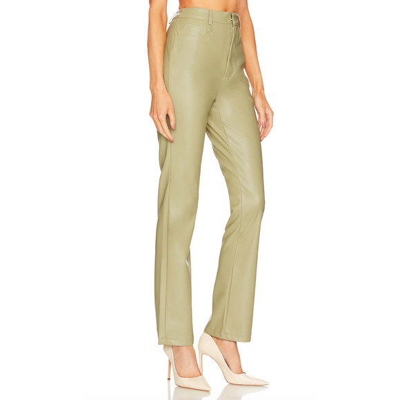 WeWoreWhat Faux Leather Kick Flare Pant Oat Beige Size 28 Bootcut 5 Pocket NEW - Picture 2 of 9